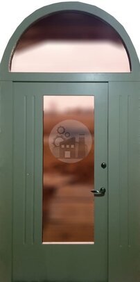арочная дверь с боковой вставкой и одним замком (порошок + мдф) - внутренняя часть двери ДВ-1170