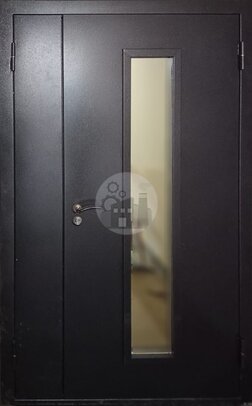 двустворчатая дверь с порошковым окрасом, ламинатом и стеклопакетом-ДВ-1871