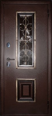 Металлическая дверь с ковкой, отделка: порошковое напыление и МДФ-ДВ-662