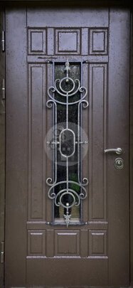 Входная дверь в коттедж с коваными элементами-ДВ-1624